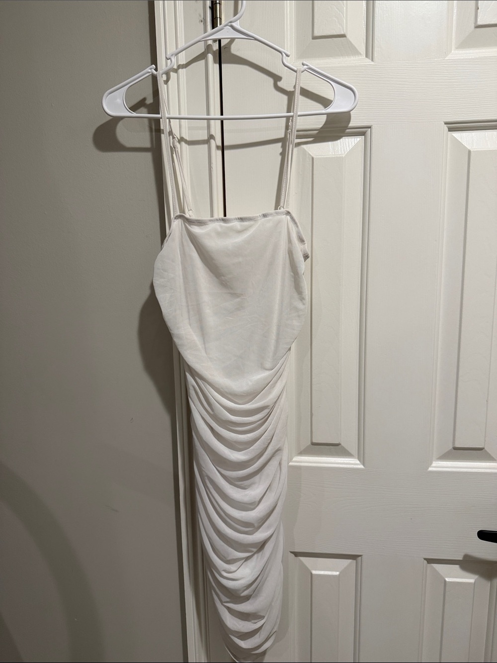 Elegant White Ruched Slip Dress
